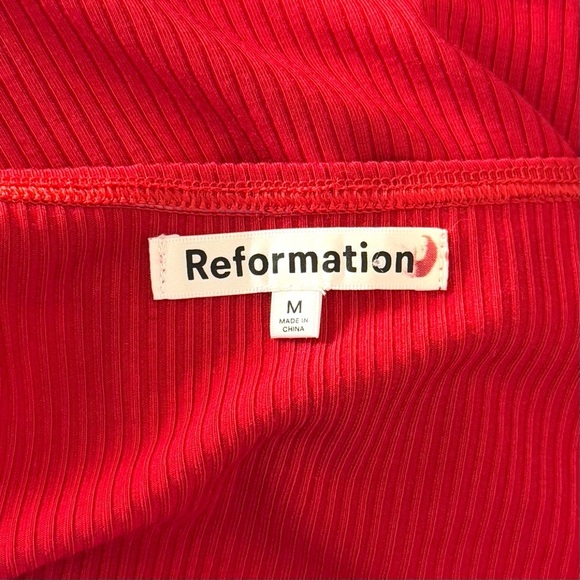 REFORMATION 90s Rib Knit Sweetheart Neck Sleeveless Ruched Side Slit Dress M - Picture 4 of 5